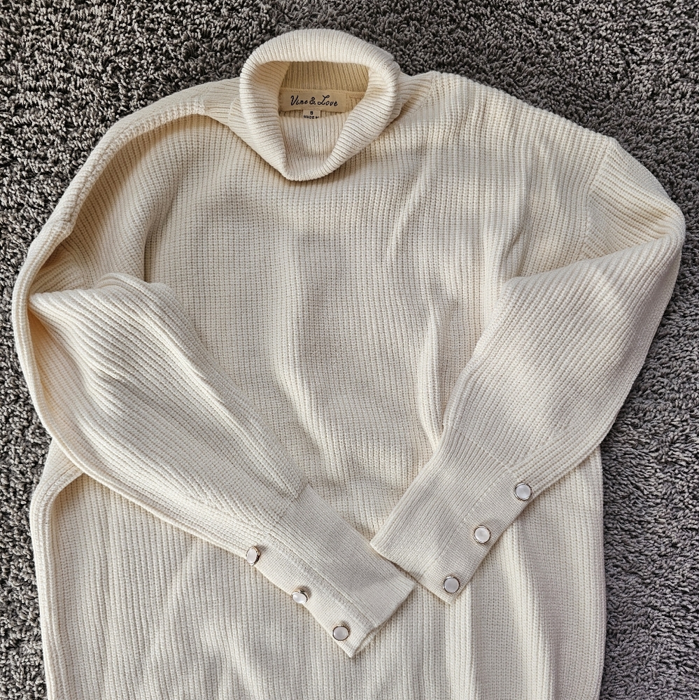Cream Ribbed Maternity Sweater with Button Accents